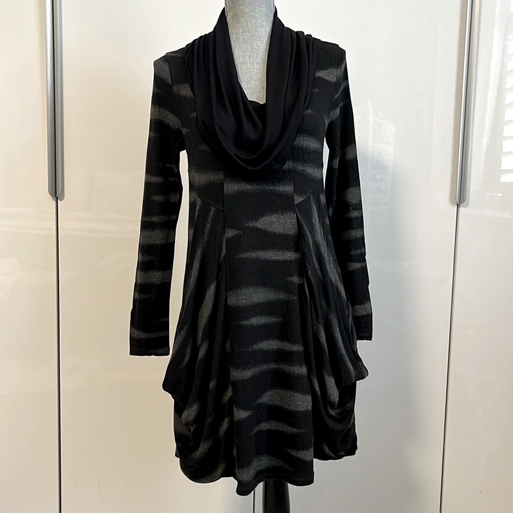 KENSIE Slouchy Long Sleeve Dress Cowl Neck Oversized Pocket, Size L